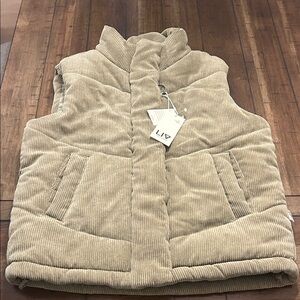 LIV outdoor Olive Green Corduroy Puffer Vest Size Small NWT